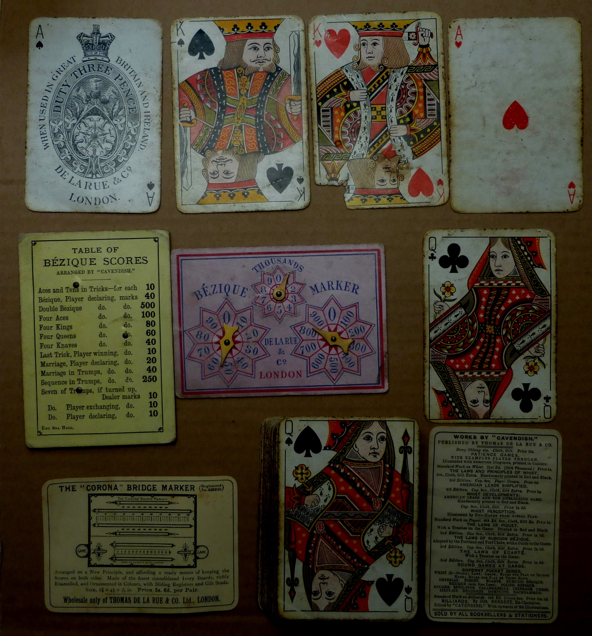 Three Packs De La Rue standard playing Cards.